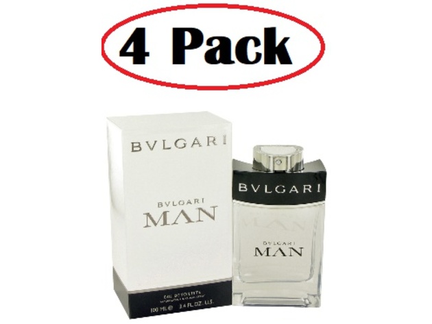 4 Pack of Bvlgari Man by Bvlgari Eau De Toilette Spray 3.4 oz