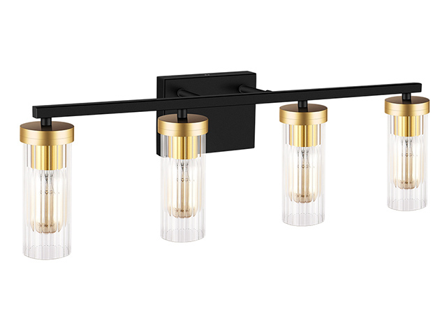 Glass Black Gold Bathroom Vanity Lights, Black And Gold Vanity Light Fixture