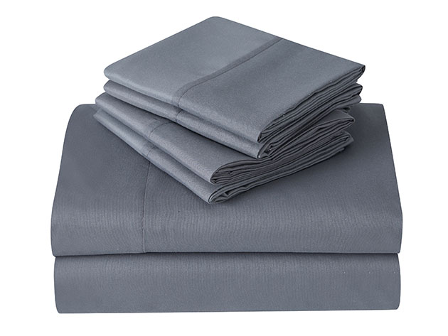 Kathy Ireland 6-Piece Brushed Microfiber Sheet Set (Dark Grey/Queen)