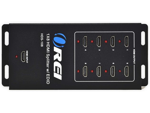 OREI HD-108 1x8 8 Ports HDMI Powered Splitter for Full HD 1080P &amp; 3D Support (One Input To Eight Outputs)