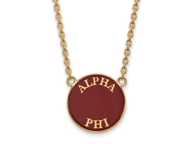 14K Plated Silver Alpha Phi Large Enamel Necklace