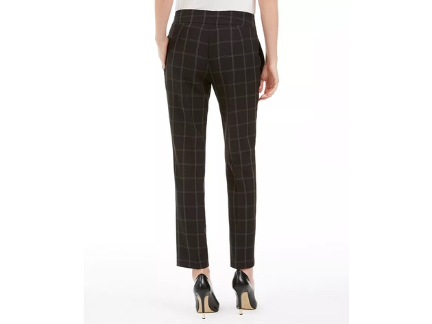 Kasper Women's Windowpane-Plaid Pants Black Size 8