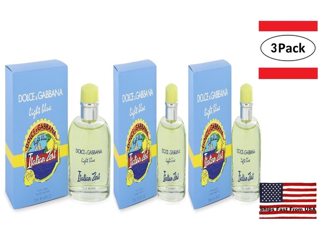 3 Pack Light Blue Italian Zest by Dolce & Gabbana Eau De Toilette Spray 4.2 oz for Men