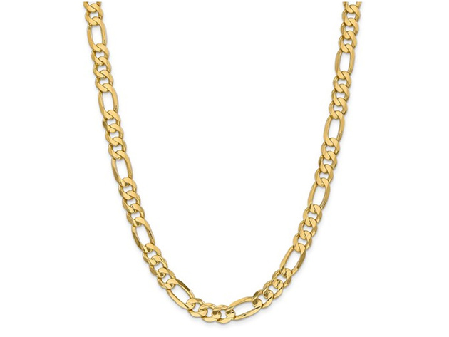 Mens 8.75mm Concave Figaro Necklace 22 Inches in 14K Yellow Gold