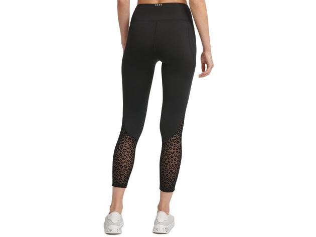 DKNY Women's Sport Flocked Leopard High-Waist Leggings Black Size Extra  Large