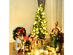 Costway 3ft Pre-Lit Christmas Entrance Tree In Urn w/ 40 LED Light Red Berries Pine Cone - Green