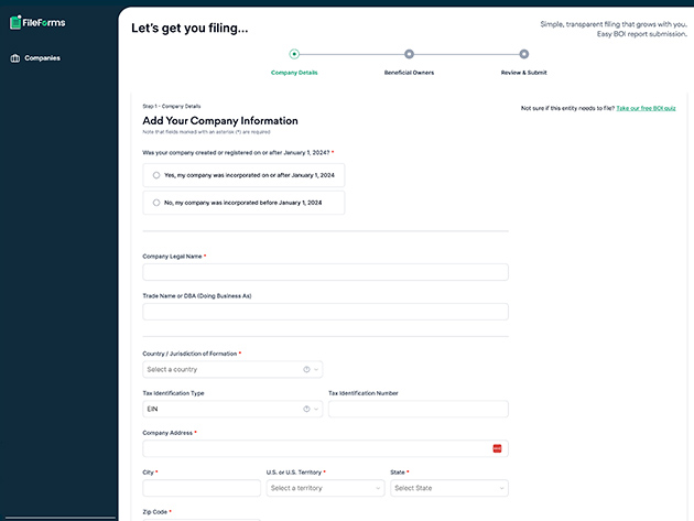 FileForms BOI Report Filing (Unlimited Filing/1-Yr Subscription)