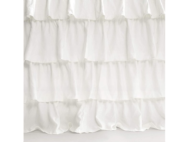 Lush Decor White Allison Ruffle Skirt Bedspread Shabby Chic Farmhouse Style Ligh (No Box)