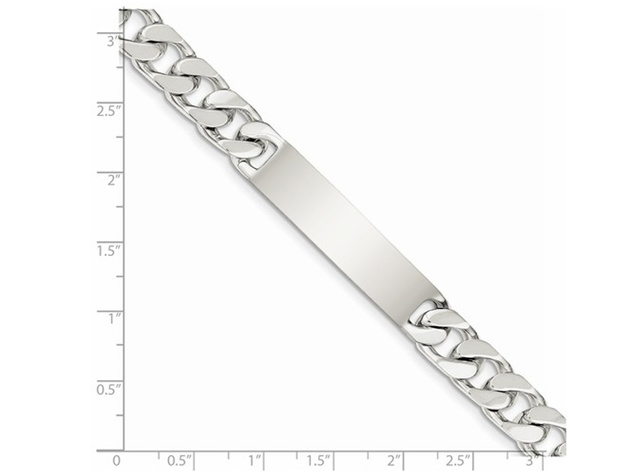 Mens Engraveable Polished Link ID Bracelet in Sterling Silver 8.5 Inches