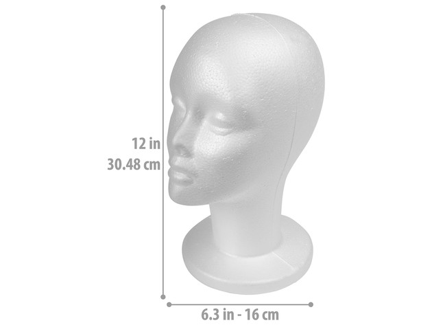 SHANY Styrofoam Model Heads/Hat Wig Foam Mannequin 12 Inches  White Female Head with stand- 1 PC - 1PC