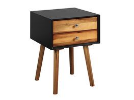 Costway End Table W/Drawers and Storage Wooden Mid-Century Accent Side Table Multipurpose for Bedroom, Living Room Home Furniture Nightstand - Black