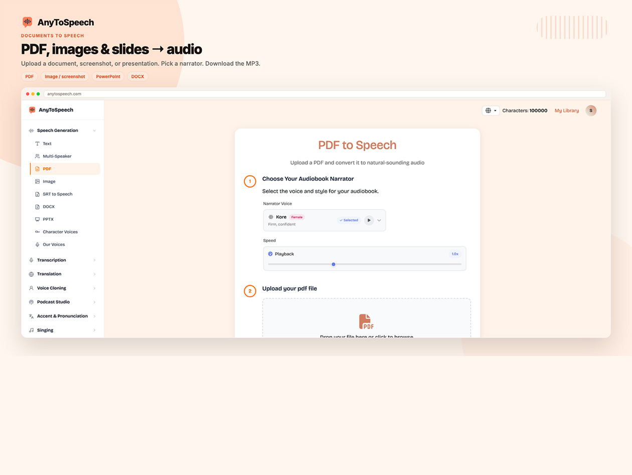 AnyToSpeech Standard Plan: Lifetime Subscription