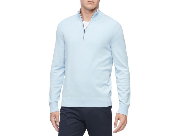 Calvin Klein Men's 1/4-Zip Sweater Light Blue Size Medium