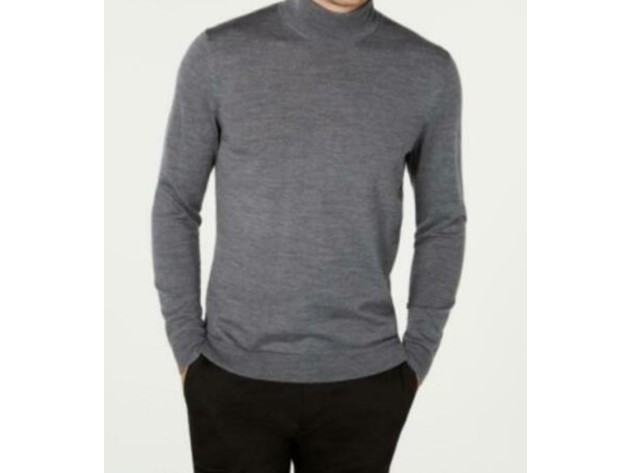 Tasso Elba Men's Merino Wool Blend Turtleneck Sweater, Med Gray Size XX Large