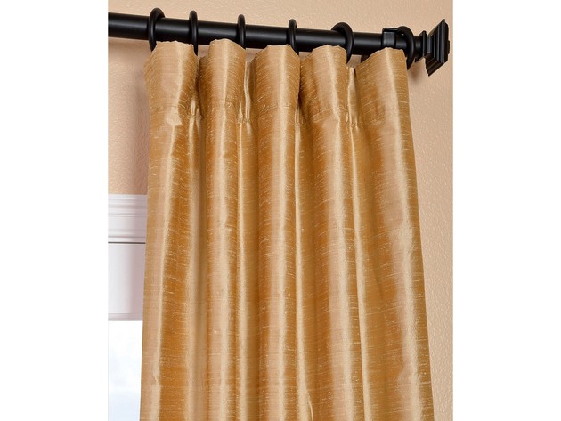 Exclusive Fabrics & Furnishings Textured Dupioni Silk 50 Inches x 108 Inches Curtain Panel, Give Any Room a Stylish Glow, Light Beige