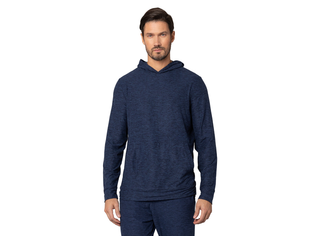 Men's Ultra-Soft Moss Jersey Long Sleeve Hoodie with Front Pockets - X-Large / Navy Heather
