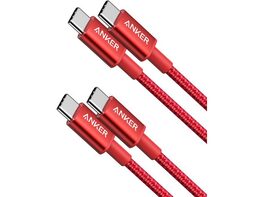 2-Pack Anker New Nylon USB-C to USB-C Cable (Red/3ft)