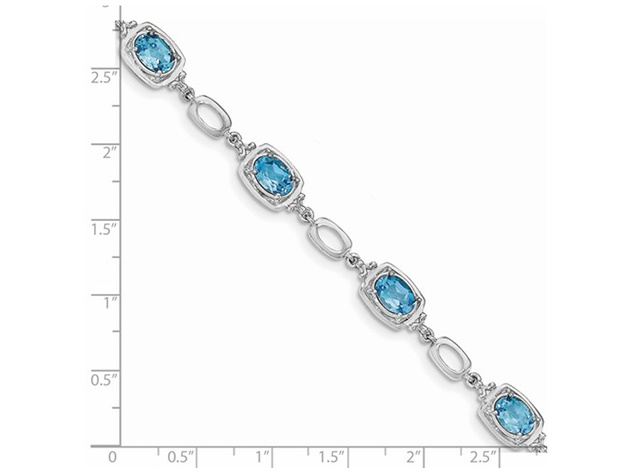 9/10 Carat Swiss Blue Topaz Link Bracelet in Sterling Silver