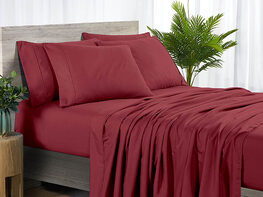 Bamboo 2000 Count 6-Piece Sheet Set with SnugGrip (Raspberry/Full)