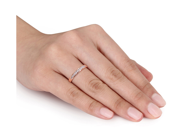 Diamond Anniversary Wedding Band 1/4 Carat (ctw G-H-I, I2-I3) in 10k Rose Pink Gold - 7.5