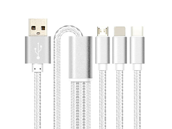 3-in-1 USB-C, Lightning, MicroUSB Cable | TechHive Shop