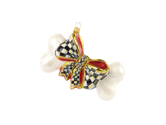 MacKenzie-Childs Glass Ornament - Bow Wow Bone