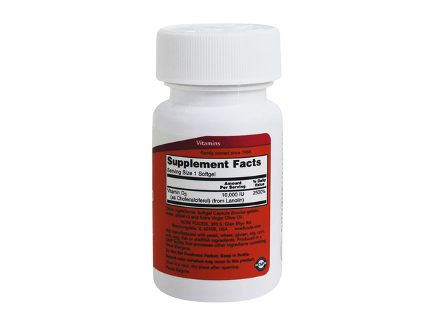 NOW Foods - Vitamin D3 Highest Potency 10000 IU - 120 Softgels