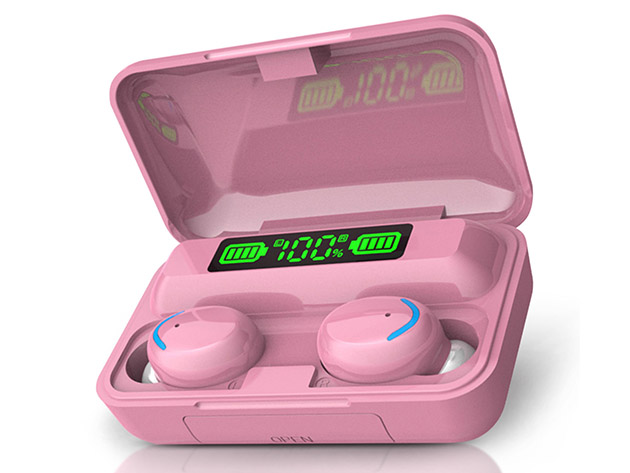 Flux 7 TWS Earbuds with Wireless Charging Case & Power Bank (Pink)