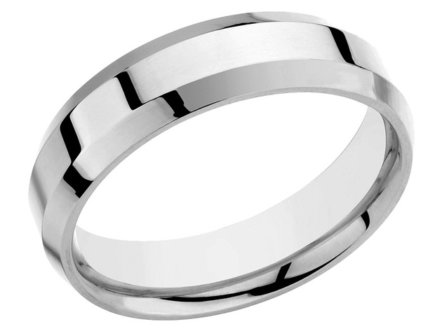 Mens Platinum Wedding Band Beveled Edge 6mm - 8.5