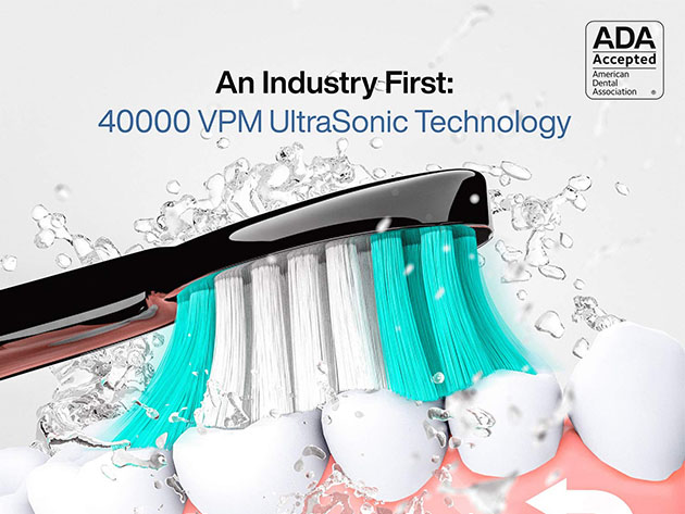 AquaSonic Black Series Toothbrush & Travel Case With 8 Dupont Brush Heads (1 Year Warranty)