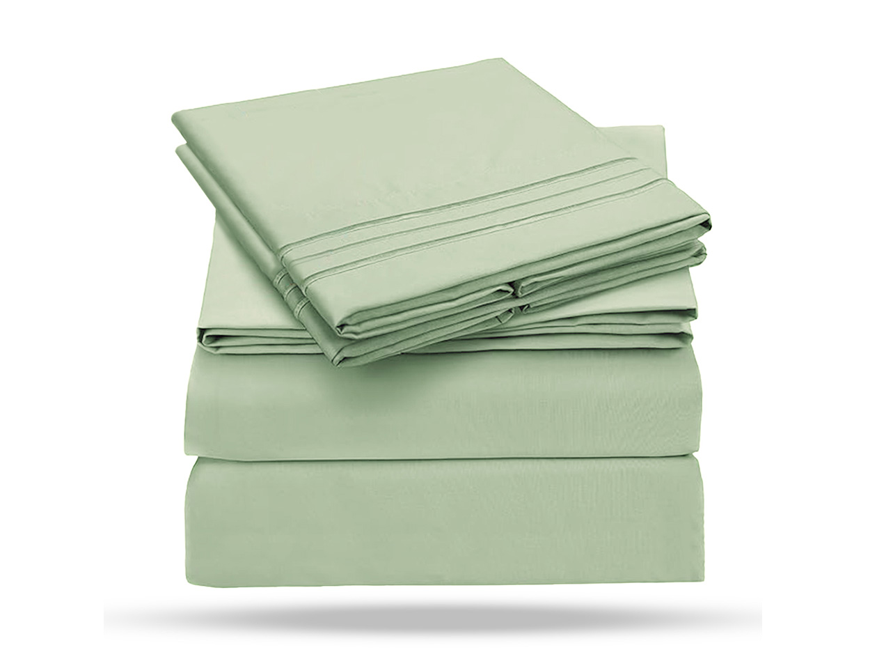 The Luxe 4-Piece Microfiber Bed Sheet Set (Sage/King)