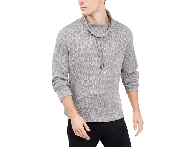 Alfani Men's Funnel-Neck Hooded Sweatshirt Gray Size Extra Large
