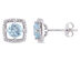 1.00 Carat (ctw) Blue Topaz Solitaire Halo Earrings in 10K White Gold with Diamonds