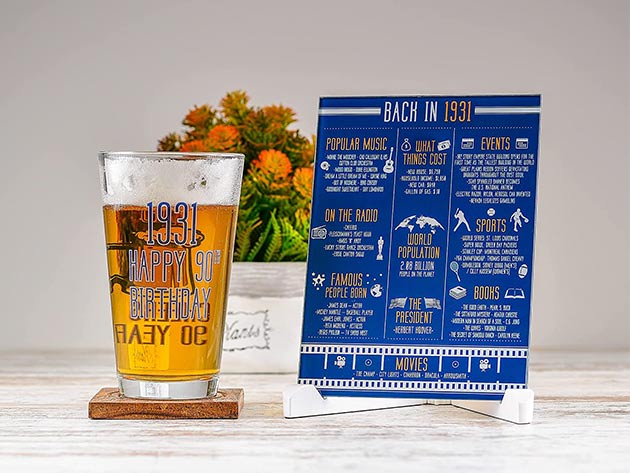 Birthday Beer Glass & Board Set (90th/Year 1931)