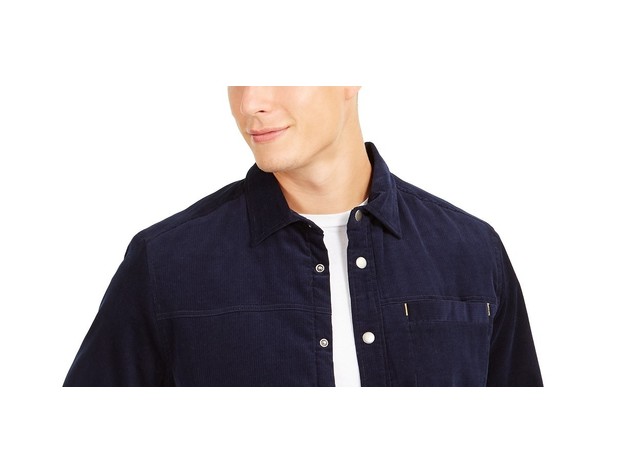 Club Room Men's Quilted Corduroy Shirt Jacket Blue Size XX-Large