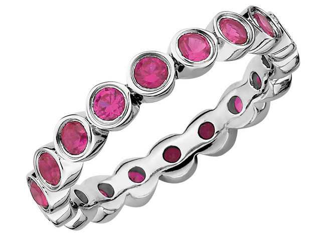 Created Synthetic Ruby Ring 1.70 Carat (ctw) in Sterling Silver - 10
