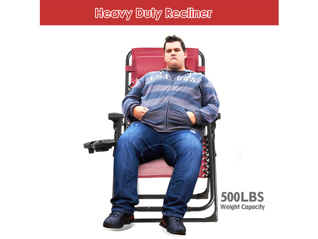 Costway Oversize Lounge Chair Patio Heavy Duty Folding Recliner Gray - Wine Red