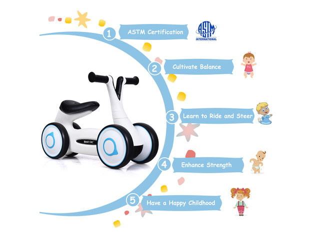 Honey Joy Baby Balance Bike Bicycle Mini Children Walker Toddler Toys Rides No-Pedal BluePink - White