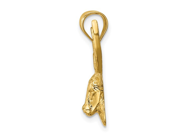 14K Yellow Gold Deer Head Buck Pendant Necklace with Chain