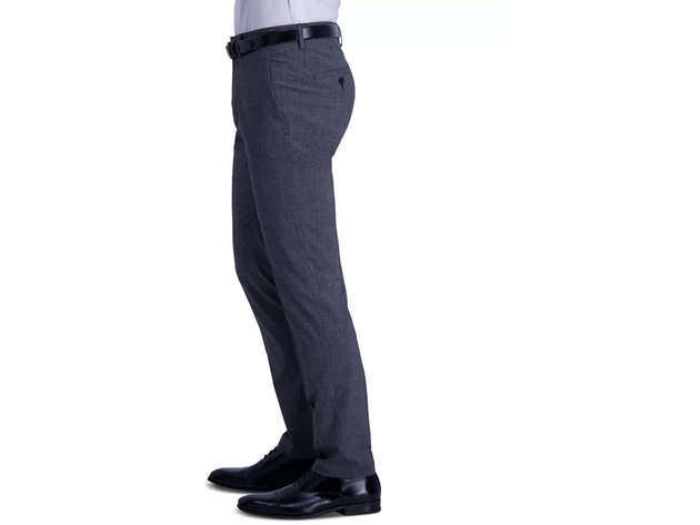 Kenneth Cole Reaction Men's Stretch Heather Glen Plaid Slim Fit Flat Front Dress Pants Charcoal Heather Charcoal Size 36X32