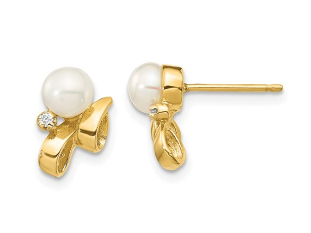 14K Yellow Gold Freshwater Cultured Pearl Post Earrings