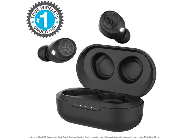 JLab - JBuds Air True Wireless Earbud Headphones Black - Certified Refurbished Brown Box