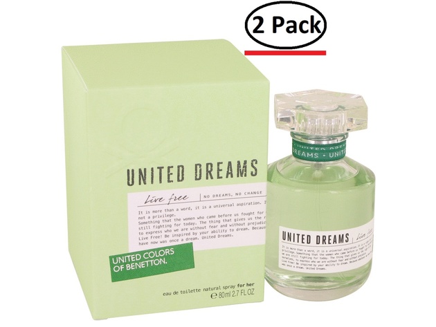 United Dreams Live Free by Benetton Eau De Toilette Spray 2.7 oz for Women (Package of 2)