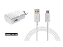 Adaptive Wall/Travel with Micro USB Cable for Samsung Gaaxy Devices-White