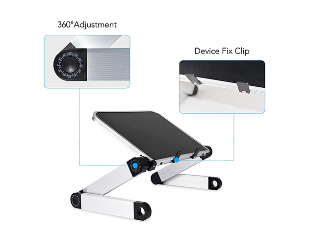 Rainbean Aluminum Adjustable & Foldable Laptop Stand (Black)
