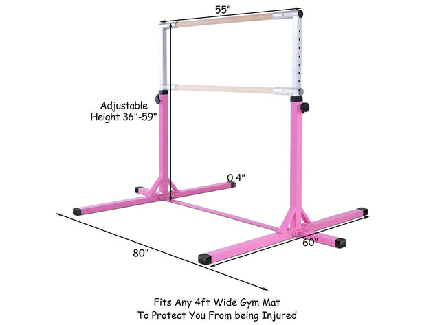 Goplus Adjustable Steel Horizontal Training Bar Gymnastics Junior Home  Practice - Pink