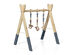 Costway Foldable Wooden Baby Gym with 3 Wooden Baby Teething Toys Hanging Bar Gray - Gray