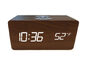 Qi Charging LED Wooden Alarm Clock - Brown