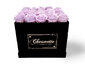 Large Square Black Velvet Box (25 roses) - Lavender