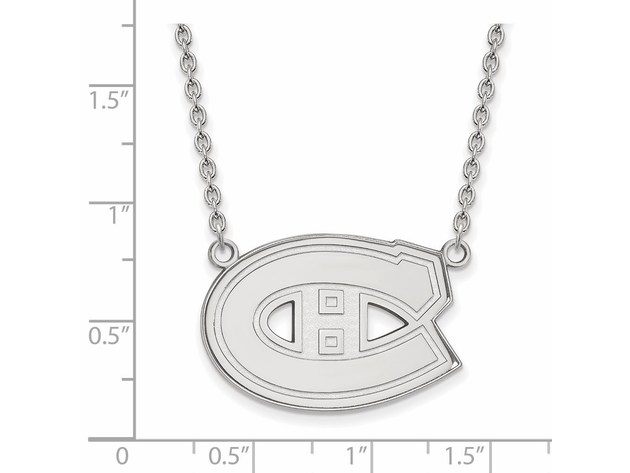 10k White Gold NHL Montreal Canadiens Large Necklace, 18 Inch